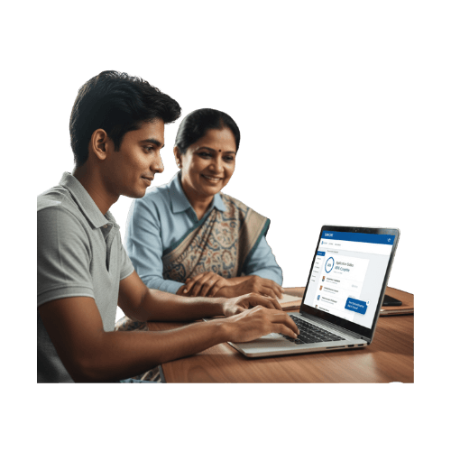 Parent supporting a student