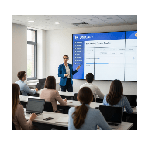 Teacher guiding students